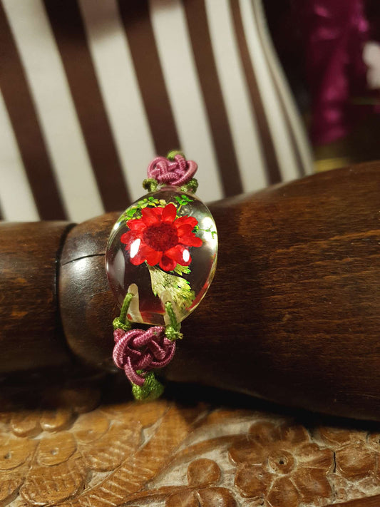 Vintage Lucite Floral Boho Bracelet Bohemian Flower