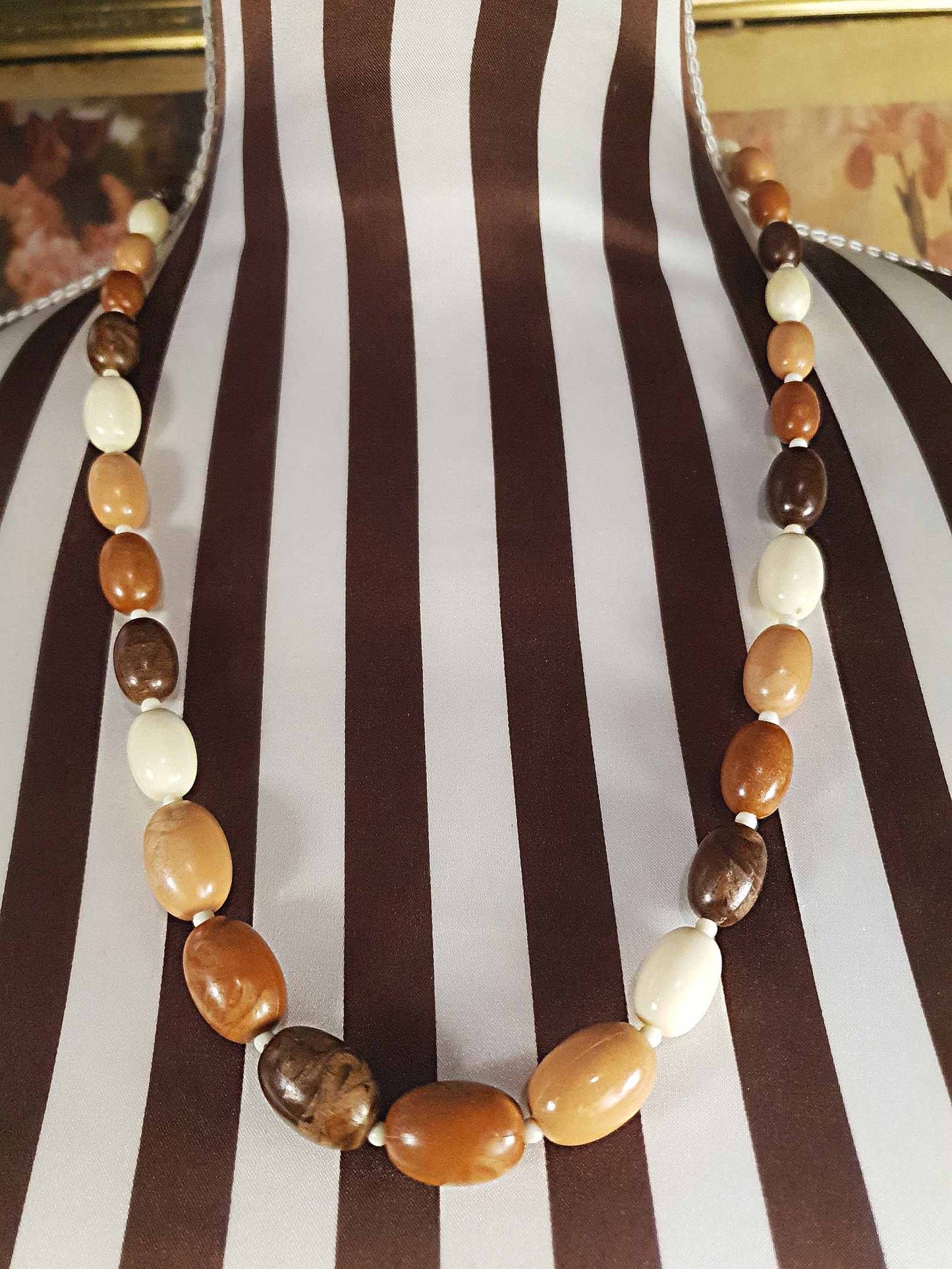 Vintage Tan Brown Beaded Necklaces Mid-Century - 1950s Necklace Jewellery Set
