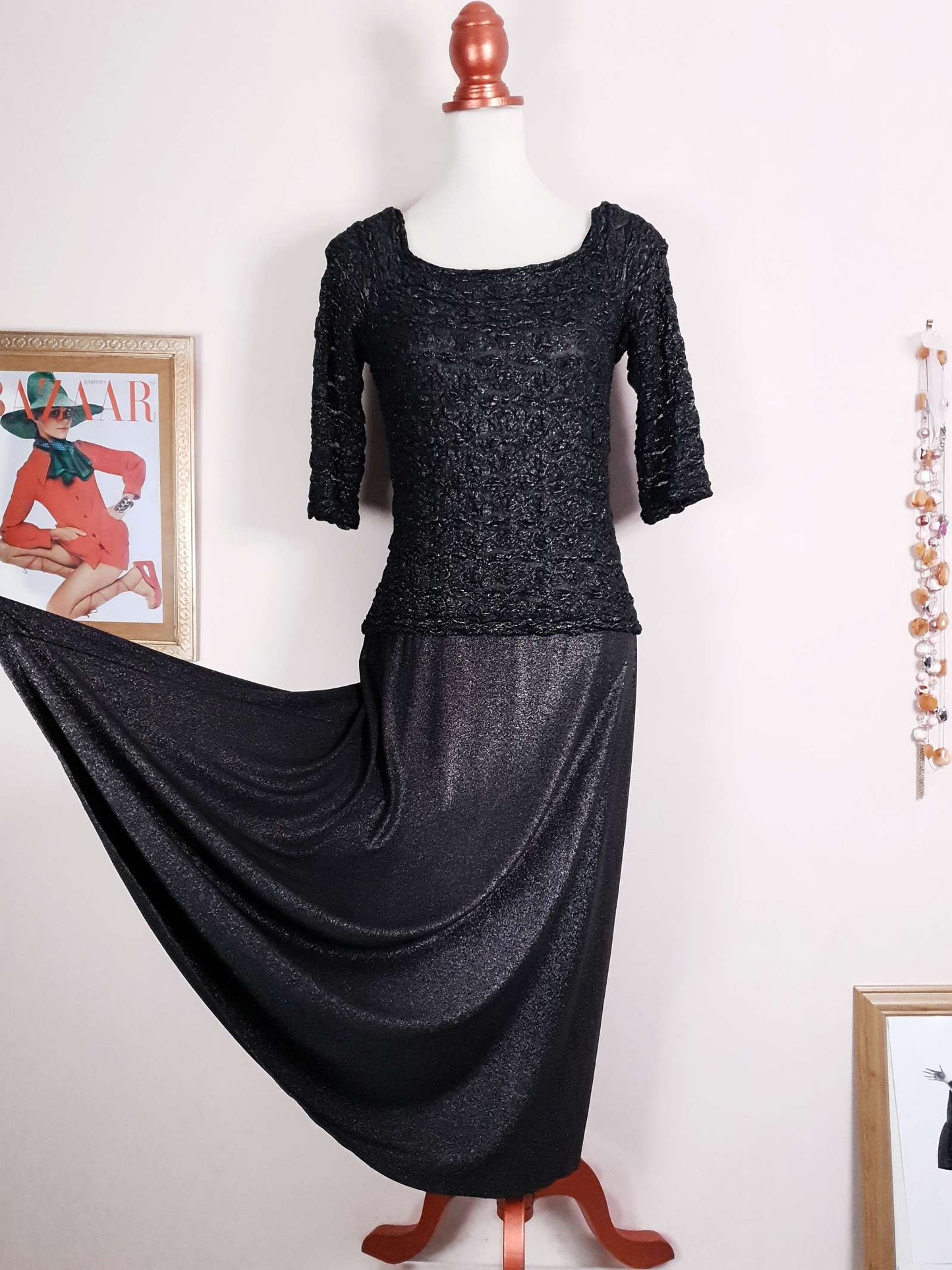 Pre-Owned Joseph Ribkoff Black Glittery Slinky Party Dress - 12/14