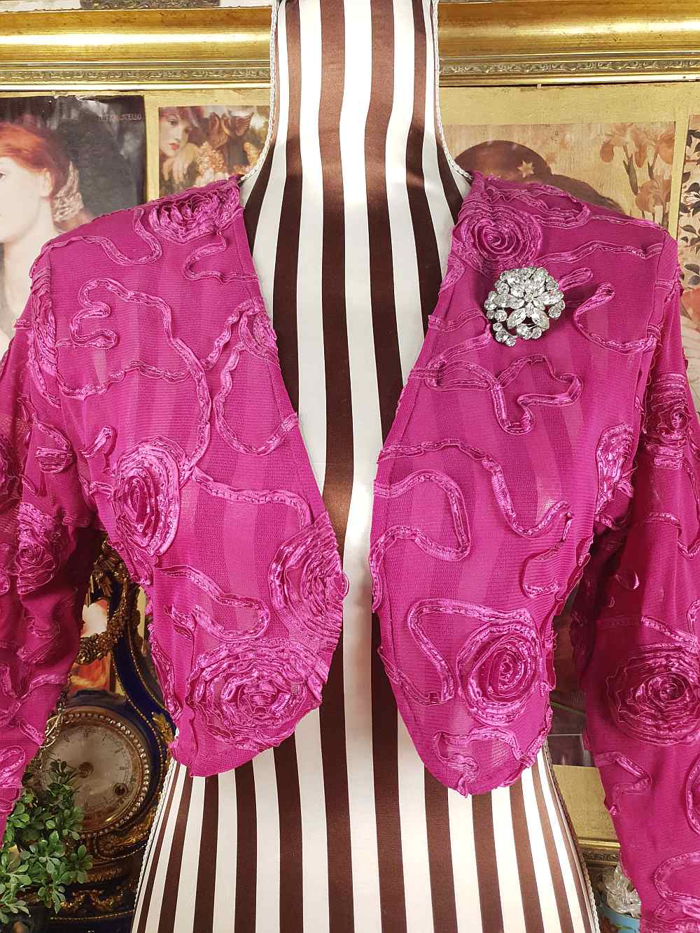 Vintage 1930s Clear Rhinestone Brooch Flower Floral