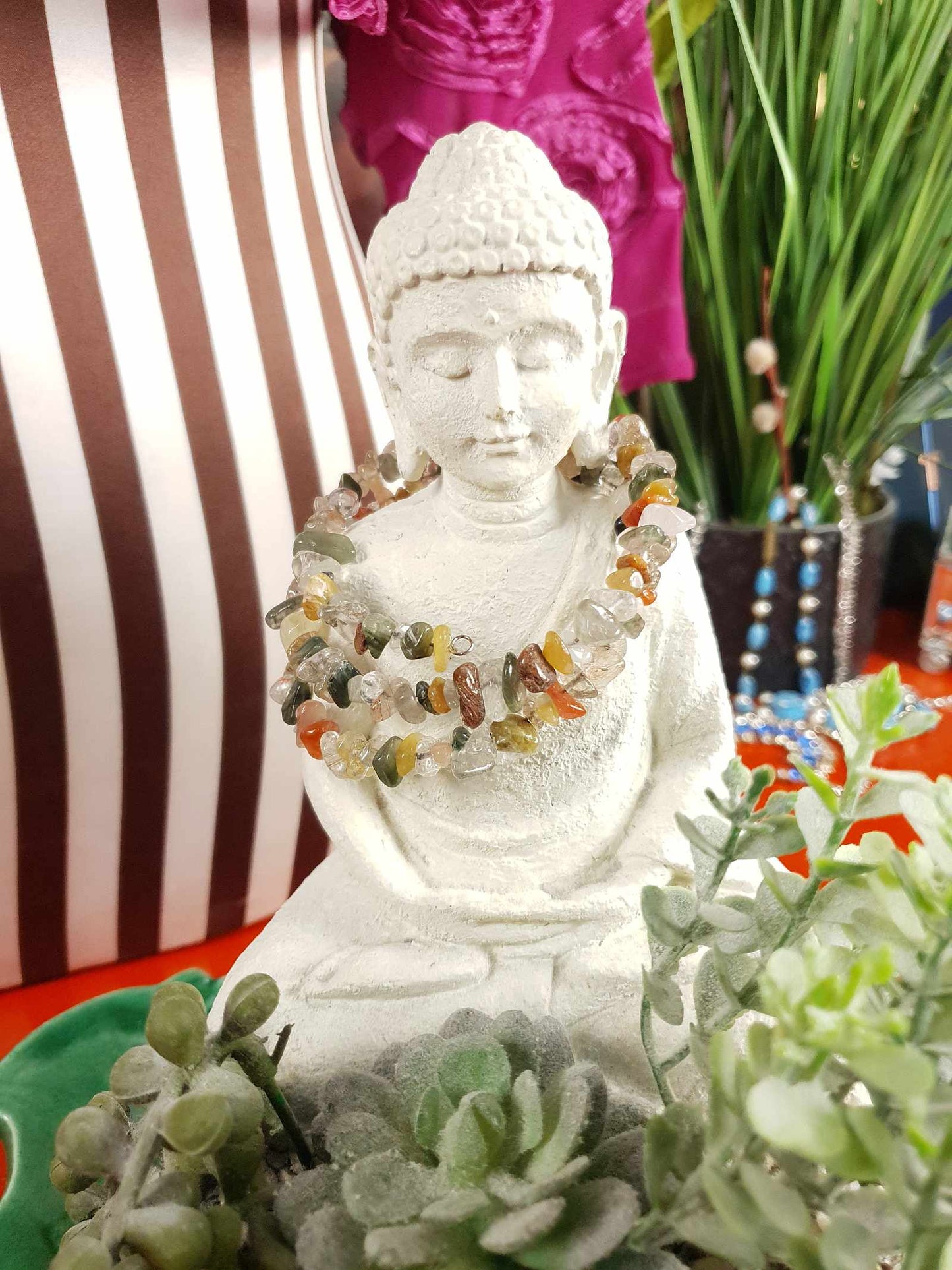 Vintage 1970s Quartz Agate Bracelet Boho Bohemian