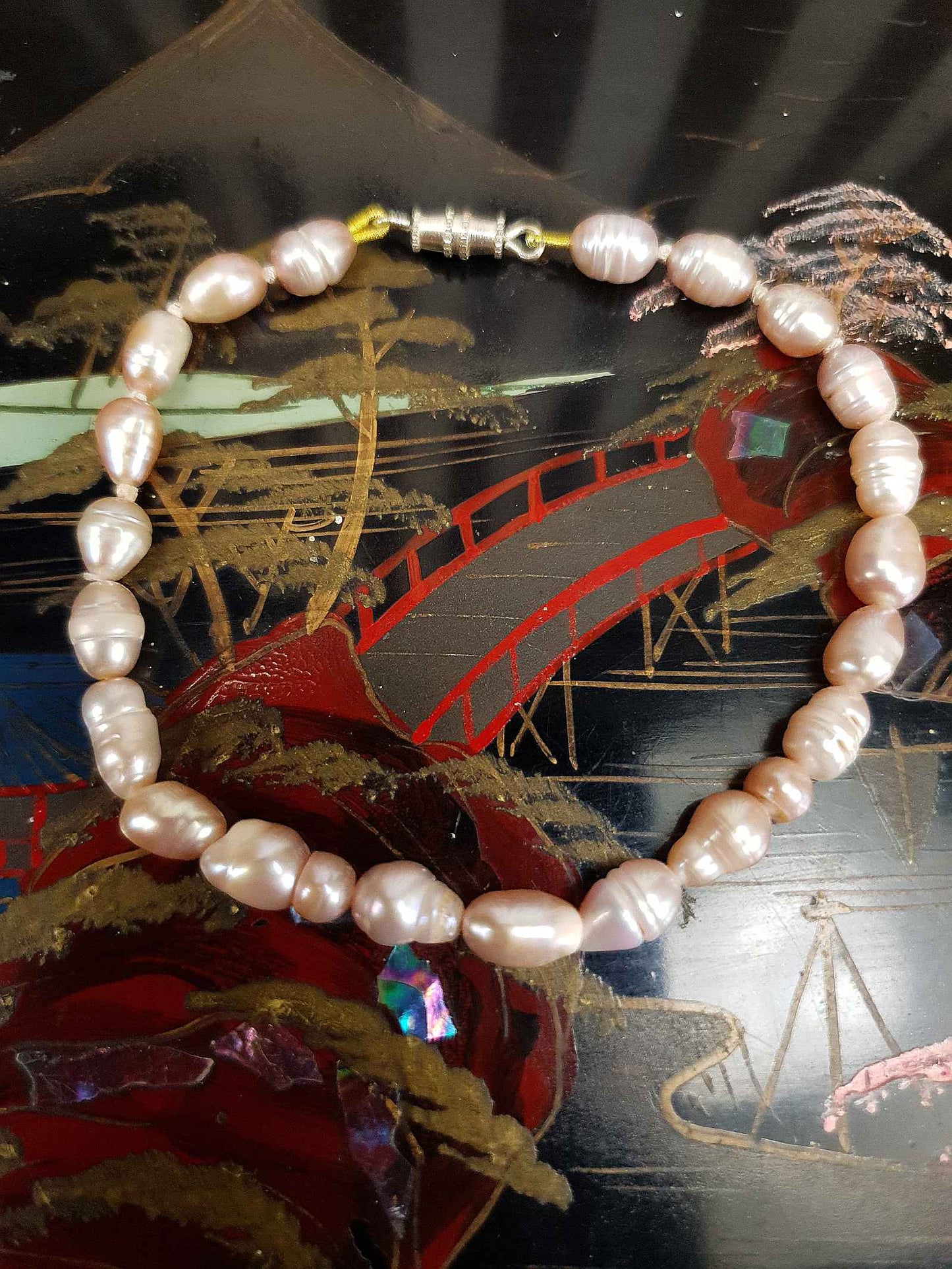 Vintage 1970s Pink Freshwater Pearl Bracelet