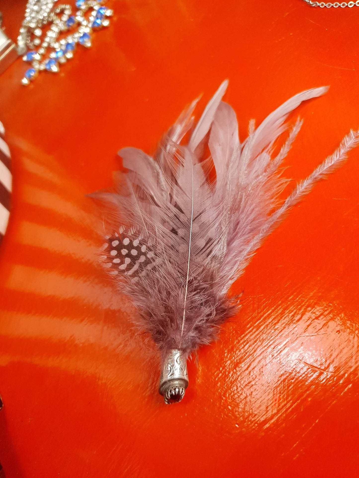 Vintage Victorian Scottish Feather Plume Garnet Brooch Red Grouse Pin Antique