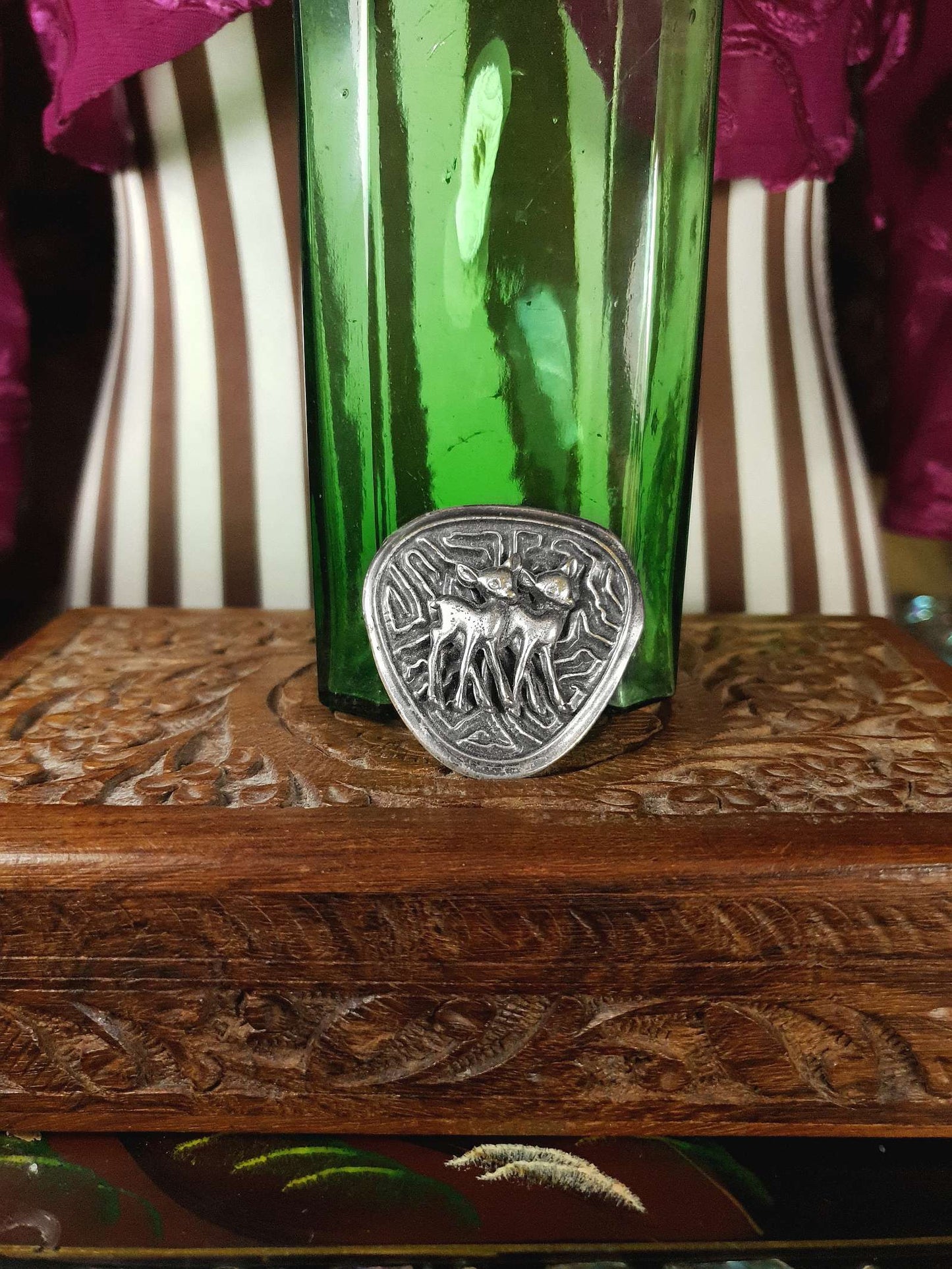 Vintage 1950s Pewter Deer Brooch Artisan Mid-Century