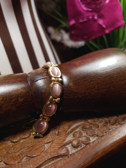 Vintage 1950s Bracelet Lilac Moonglow Mid-Century Gold-Tone MCM