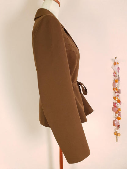 Vintage Brown Jacket 1960s Belted Blazer Oversized