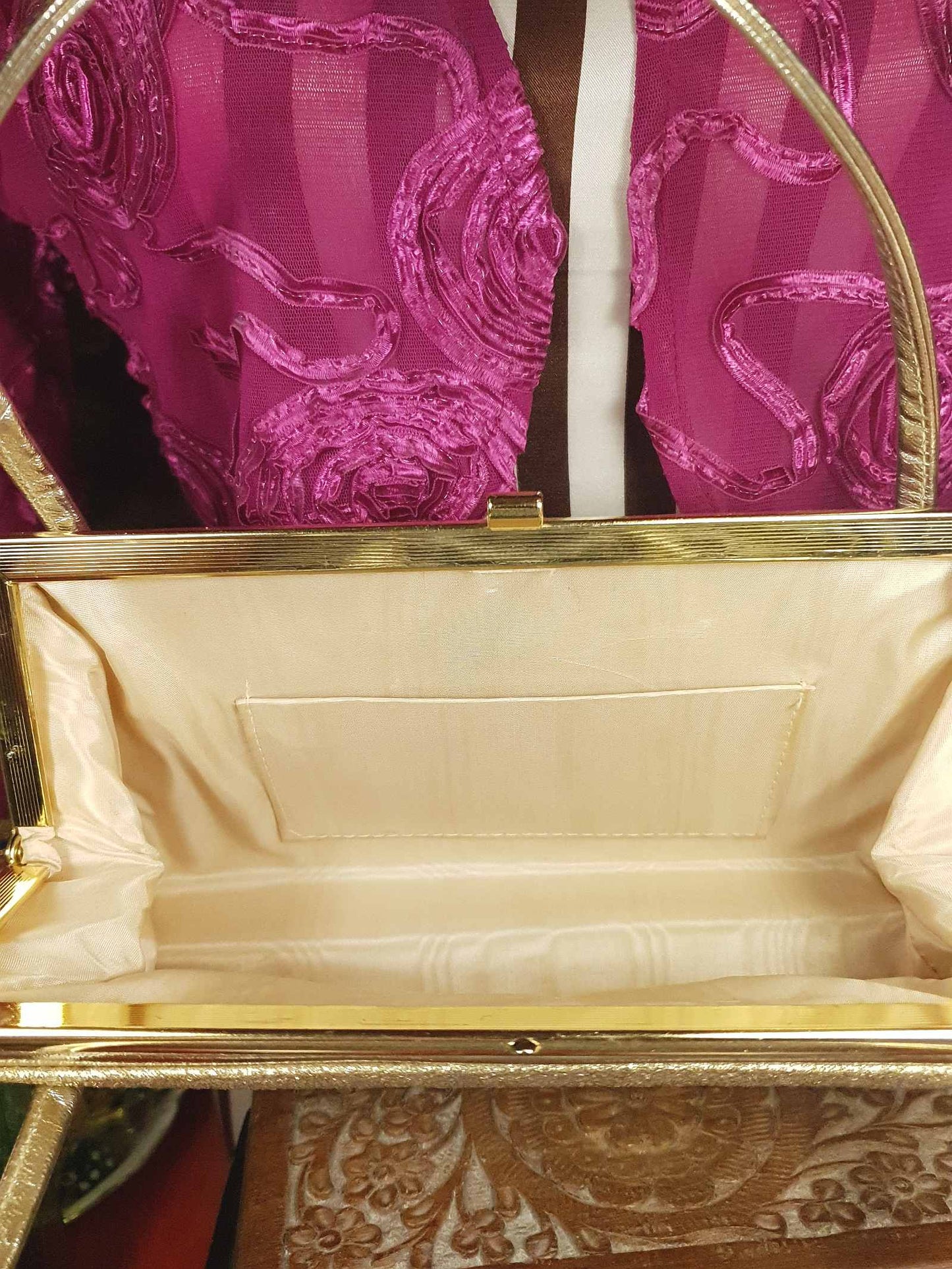 Vintage 1960s Gold Handbag Evening Bag Tote Retro