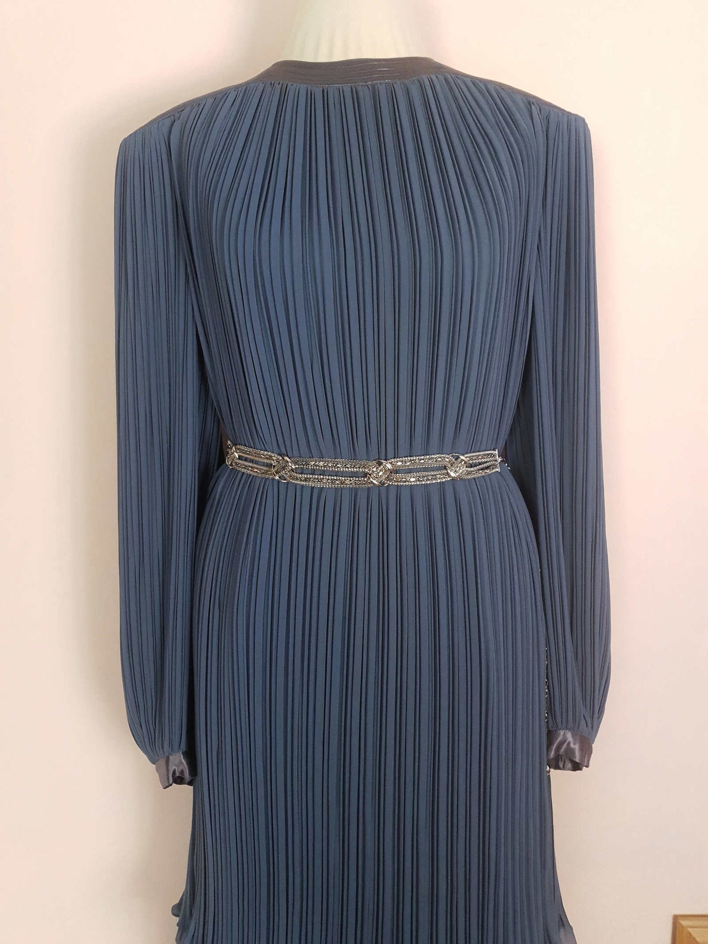 Vintage 1970s Grey Pleat Dress Parigi Chiffon Evening Party