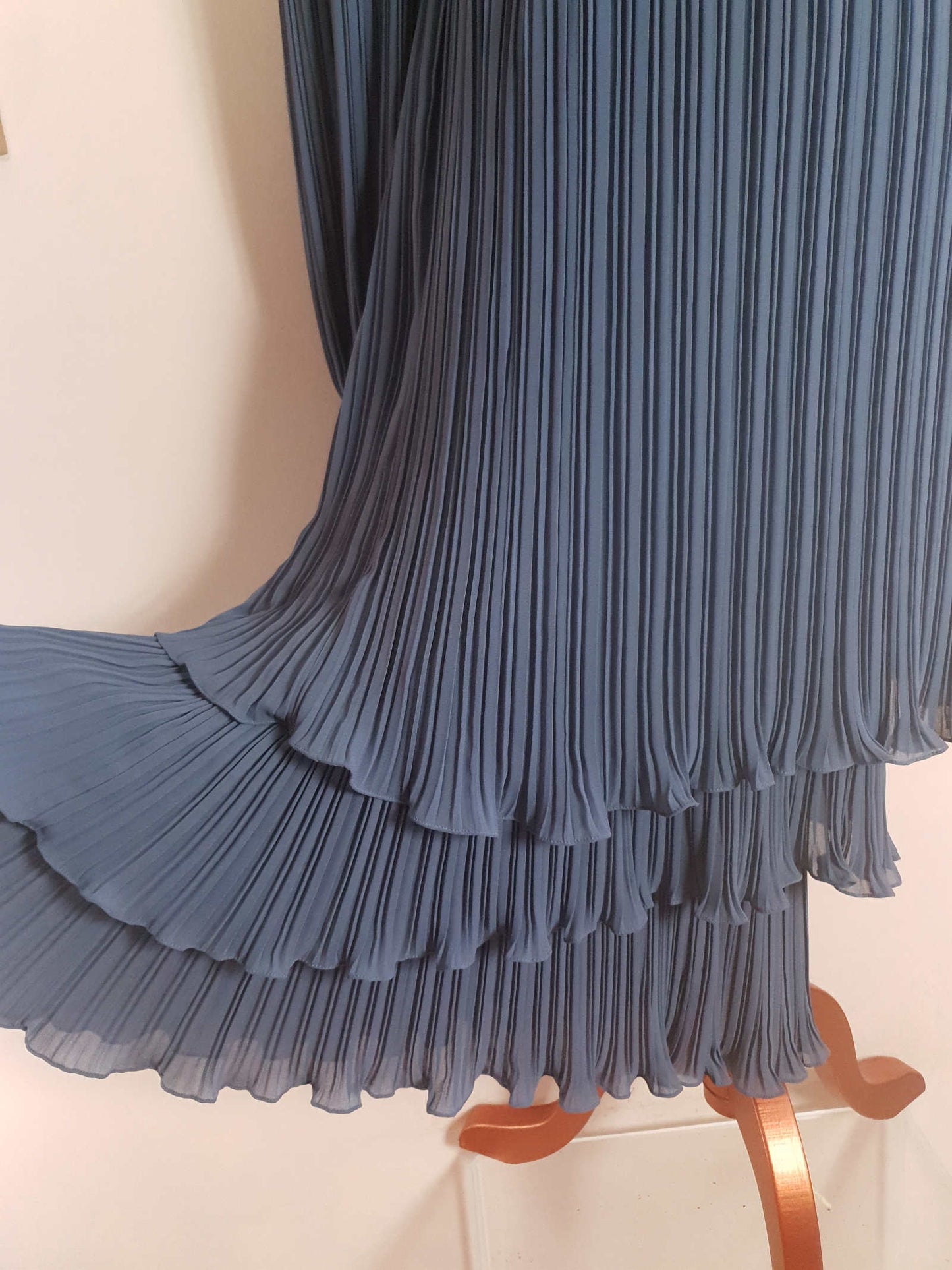 Vintage 1970s Grey Pleat Dress Parigi Chiffon Evening Party