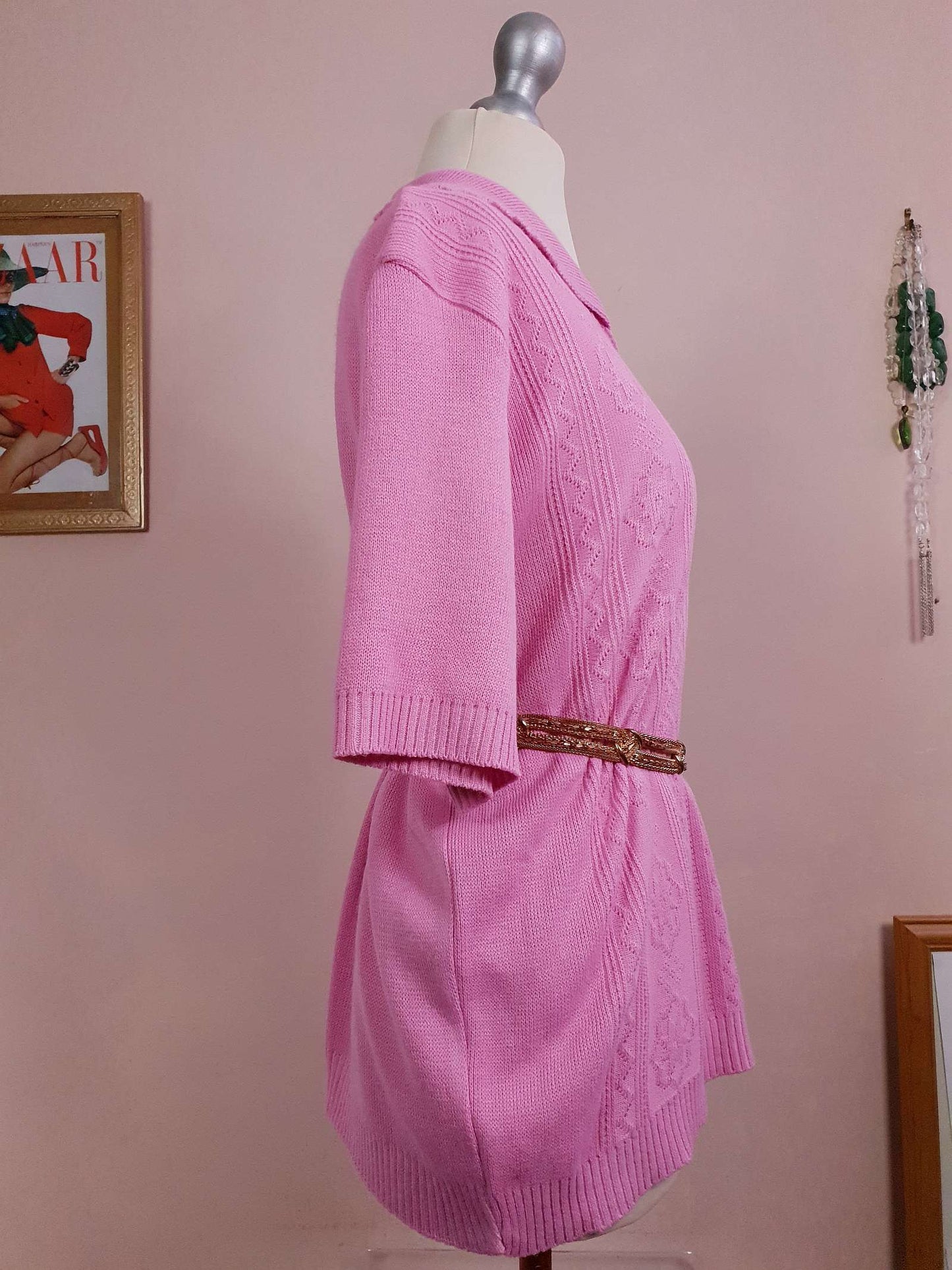 Vintage 1970s Marshmallow Pink Top Retro Oversize