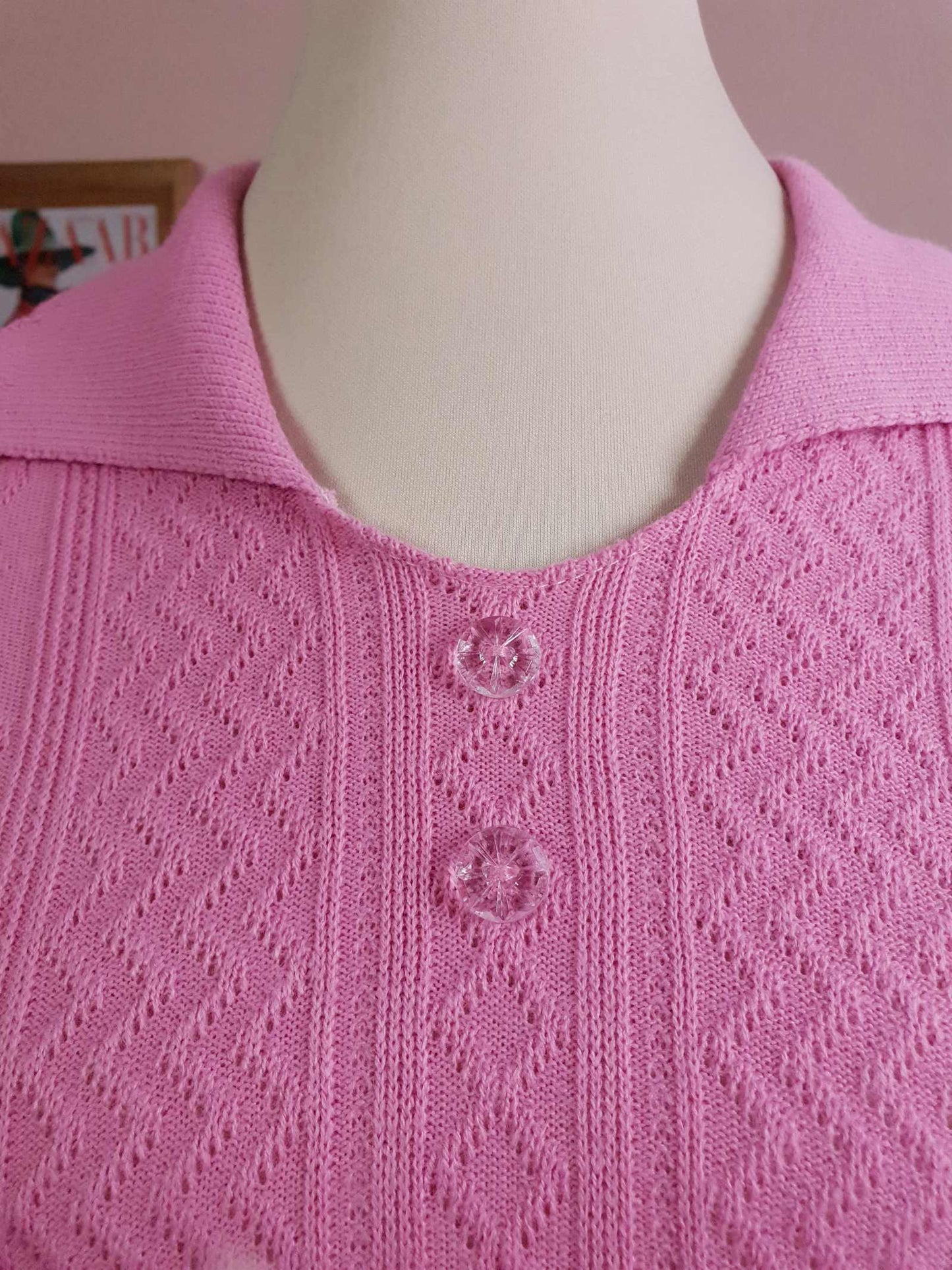 Vintage 1970s Marshmallow Pink Top Retro Oversize