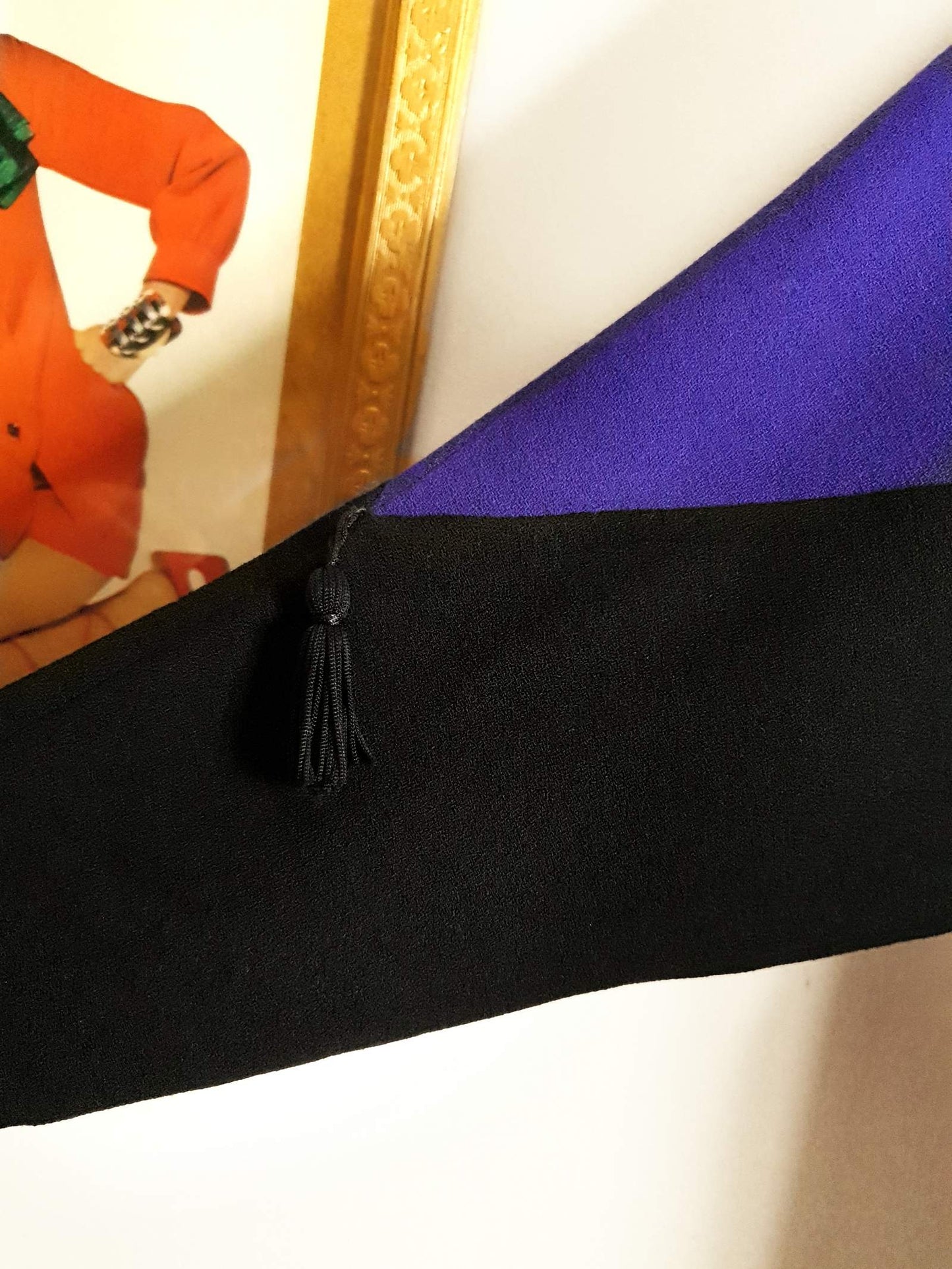 Fabulous Vintage 1980s Purple & Black Wool Dress - Size 20/22