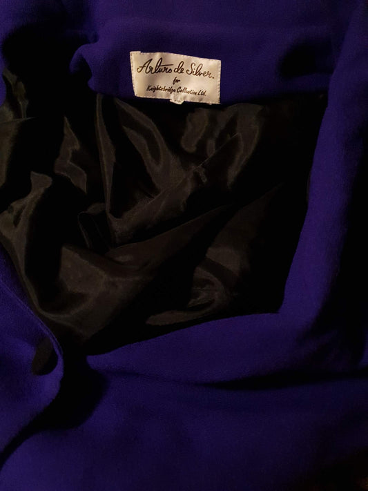Fabulous Vintage 1980s Purple & Black Wool Dress - Size 20/22