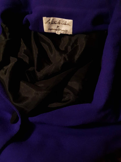 Fabulous Vintage 1980s Purple & Black Wool Dress - Size 20/22
