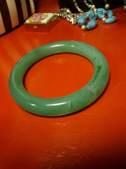 Vintage 1970s Green Resin Bangles Bracelet Set Of Three Retro Aqua Turquoise