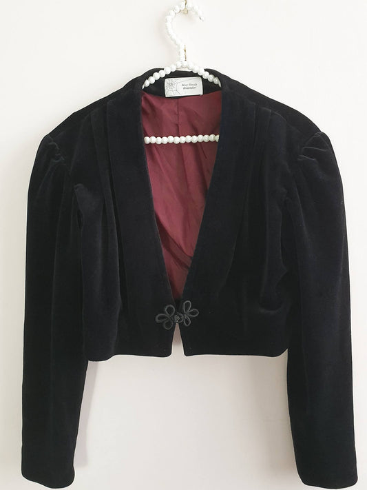 Gorgeous 1980s Vintage Black Velvet Bolero Evening Jacket