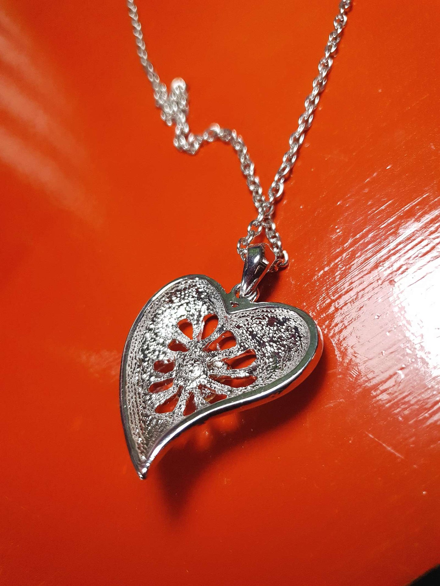 Vintage Blue Enamel Heart Necklace Pendant Rhinestone Y2K