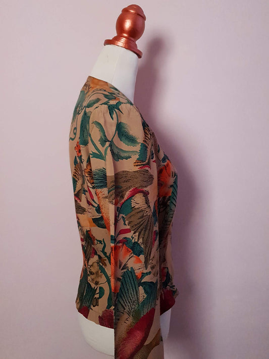 Beautiful Boho 80s Vintage Bohemian Bird Blouse Shirt - Size 14