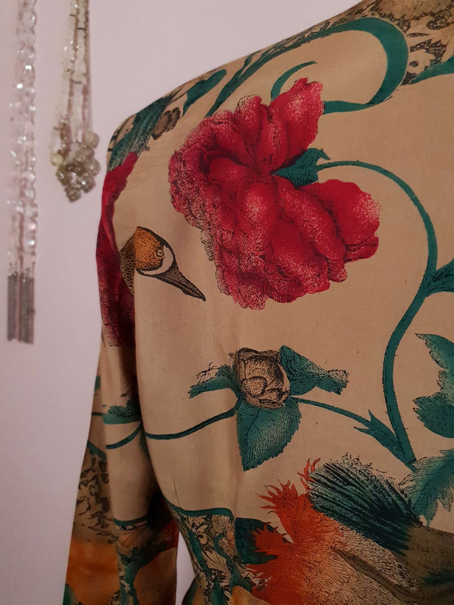 Beautiful Boho 80s Vintage Bohemian Bird Blouse Shirt - Size 14