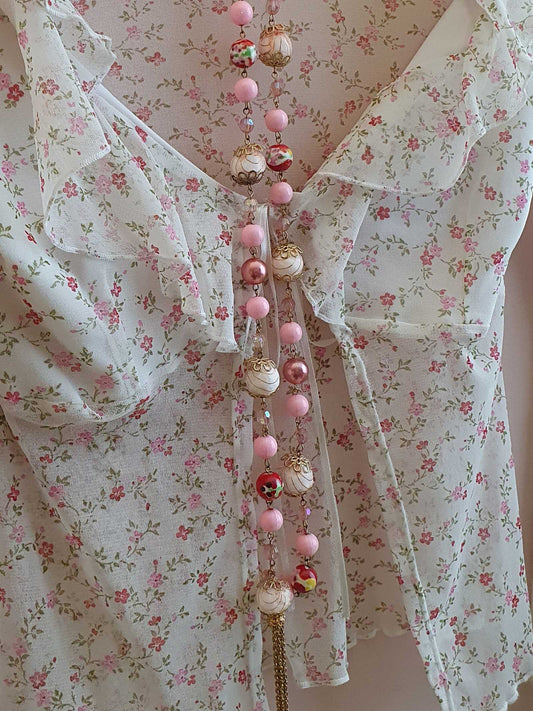 Cute Vintage 1990s Semi Sheer Floral Boho Top - Size 10