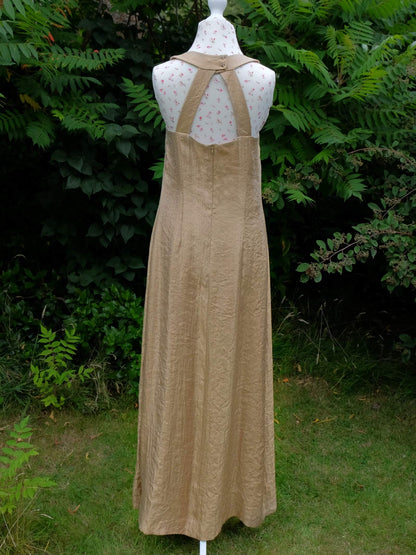 Beautiful Vintage 1990s Pale Gold Long Evening Gown Dress - Size 10