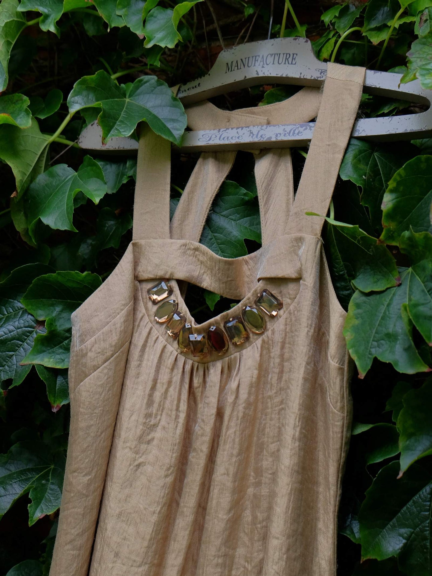 Beautiful Vintage 1990s Pale Gold Long Evening Gown Dress - Size 10