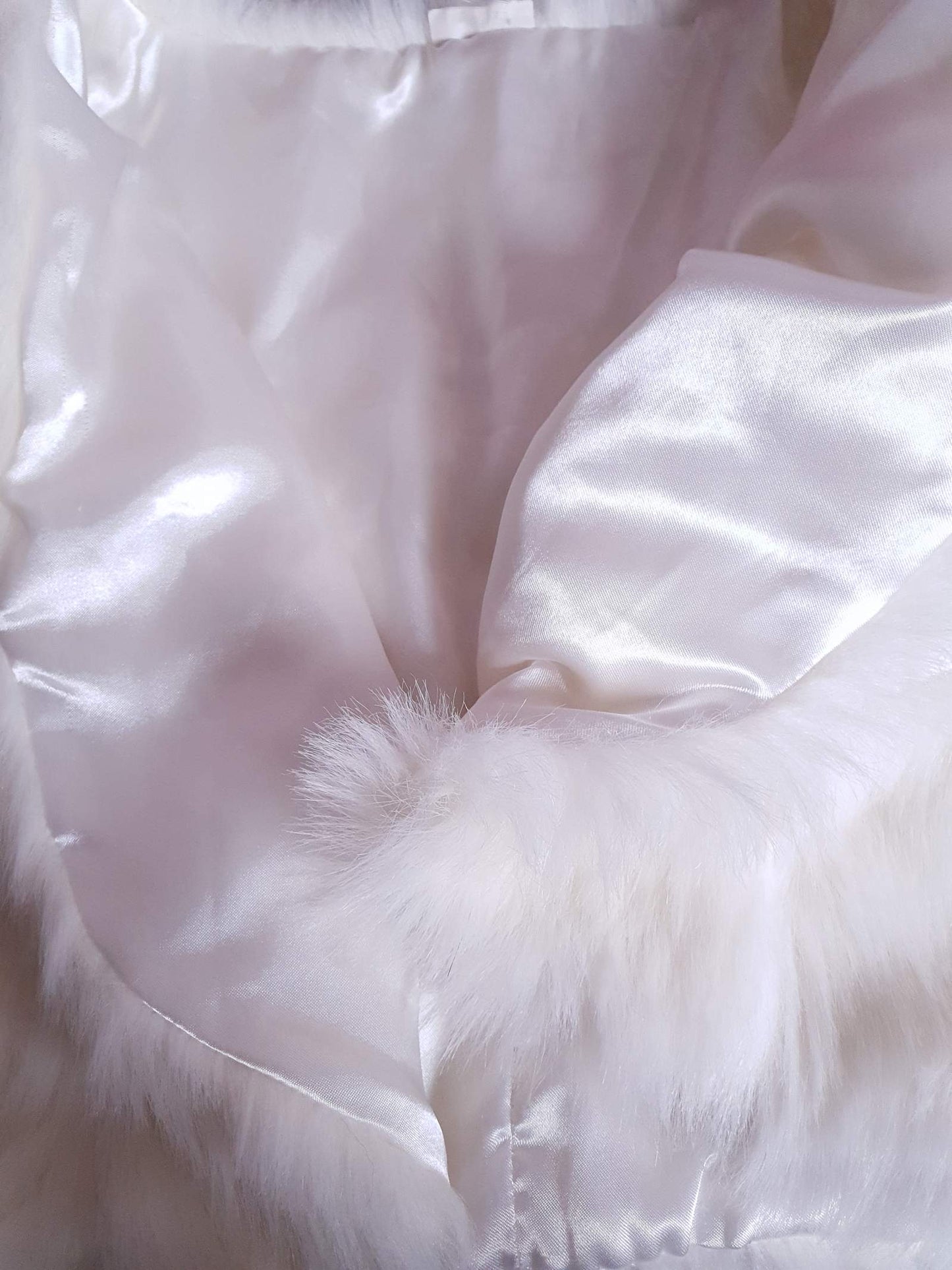 90s Vintage White Faux Fur Gilet Bolero Size 10/12 Jacket