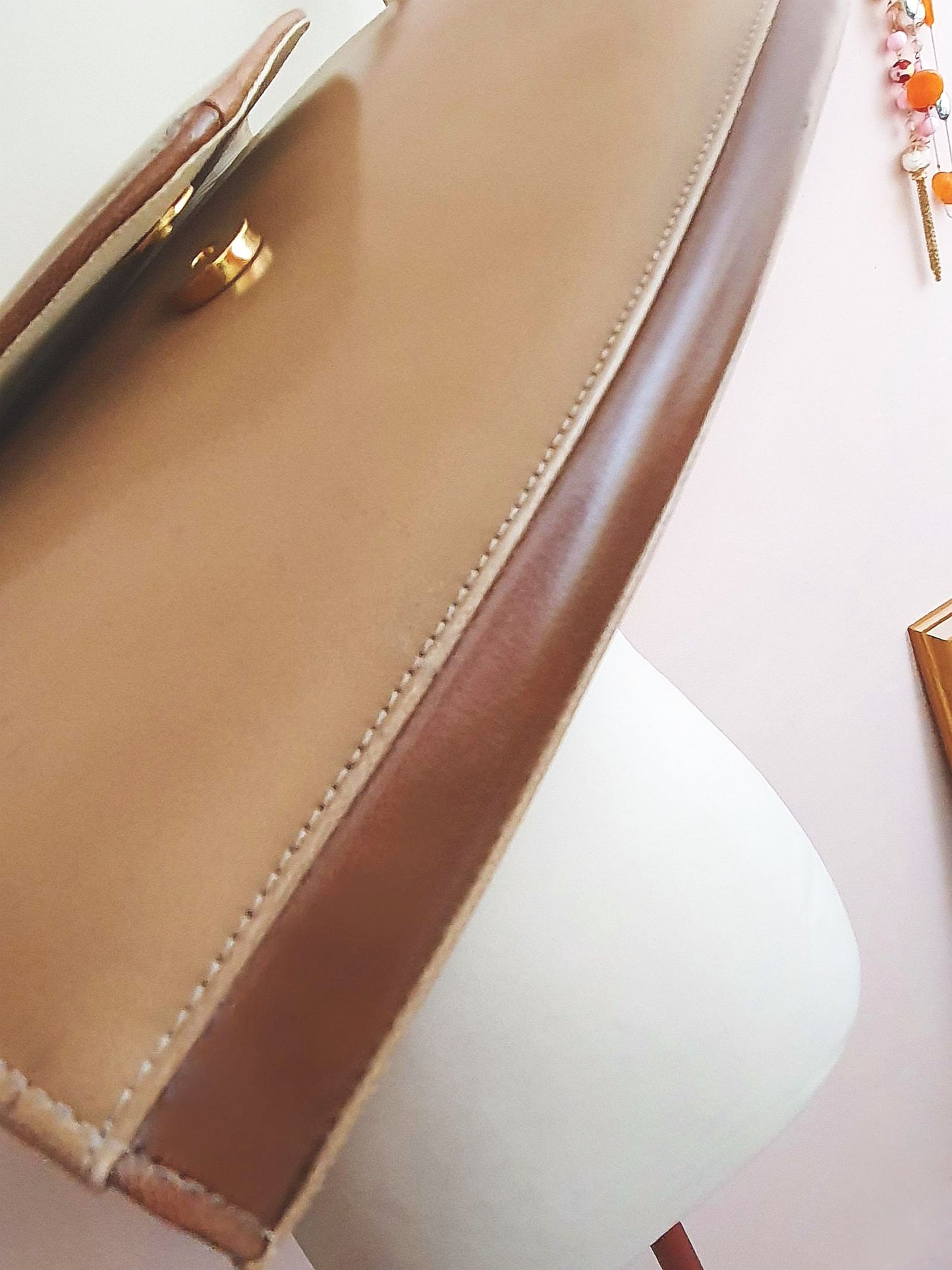 Vintage 1970s Tan Brown Shoulder Bag Handbag Retro