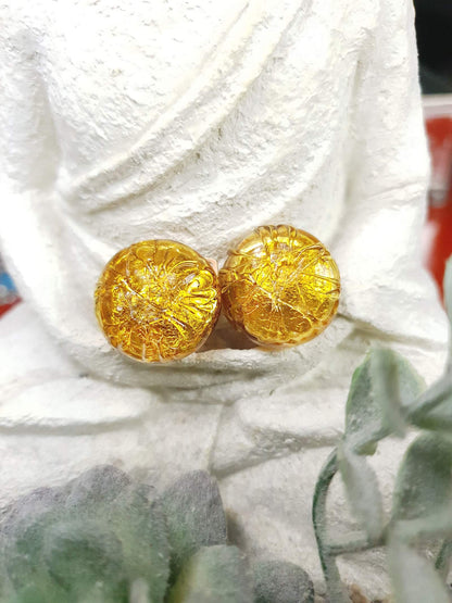 1950s Vintage Golden Murano Glass Earrings Clip-On Mid-Century Italian