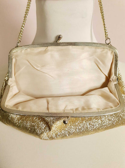 Bright and Sparkly Vintage 1960s Gold Lurex Evening Bag