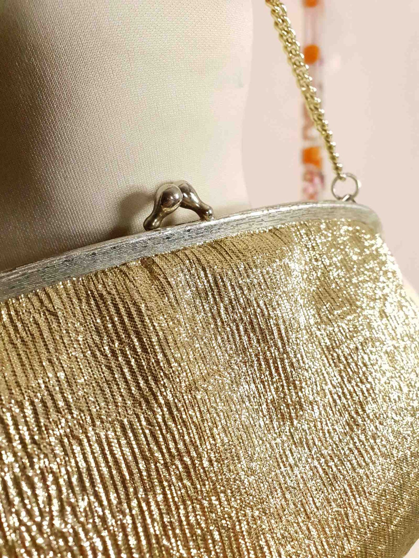 Bright and Sparkly Vintage 1960s Gold Lurex Evening Bag