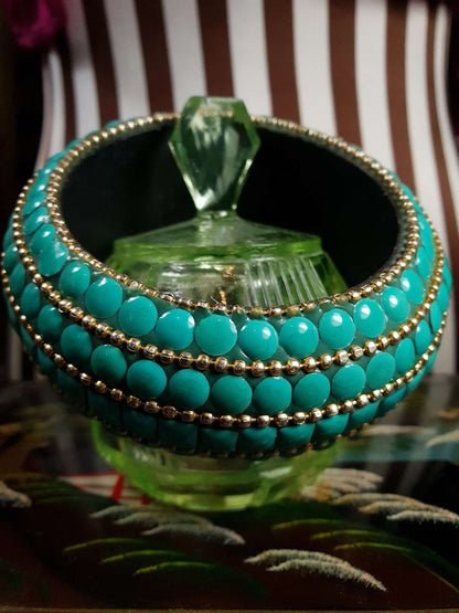 Vintage 1970s Boho Bangle Bracelet Turquoise Ceramic Bohemian