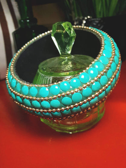 Vintage Turquoise Boho Bangle Bracelet Ceramic Bohemian 1970s