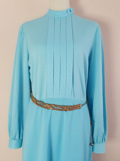 Classic Vintage 1960s Baby Blue Dress - Size 14/16