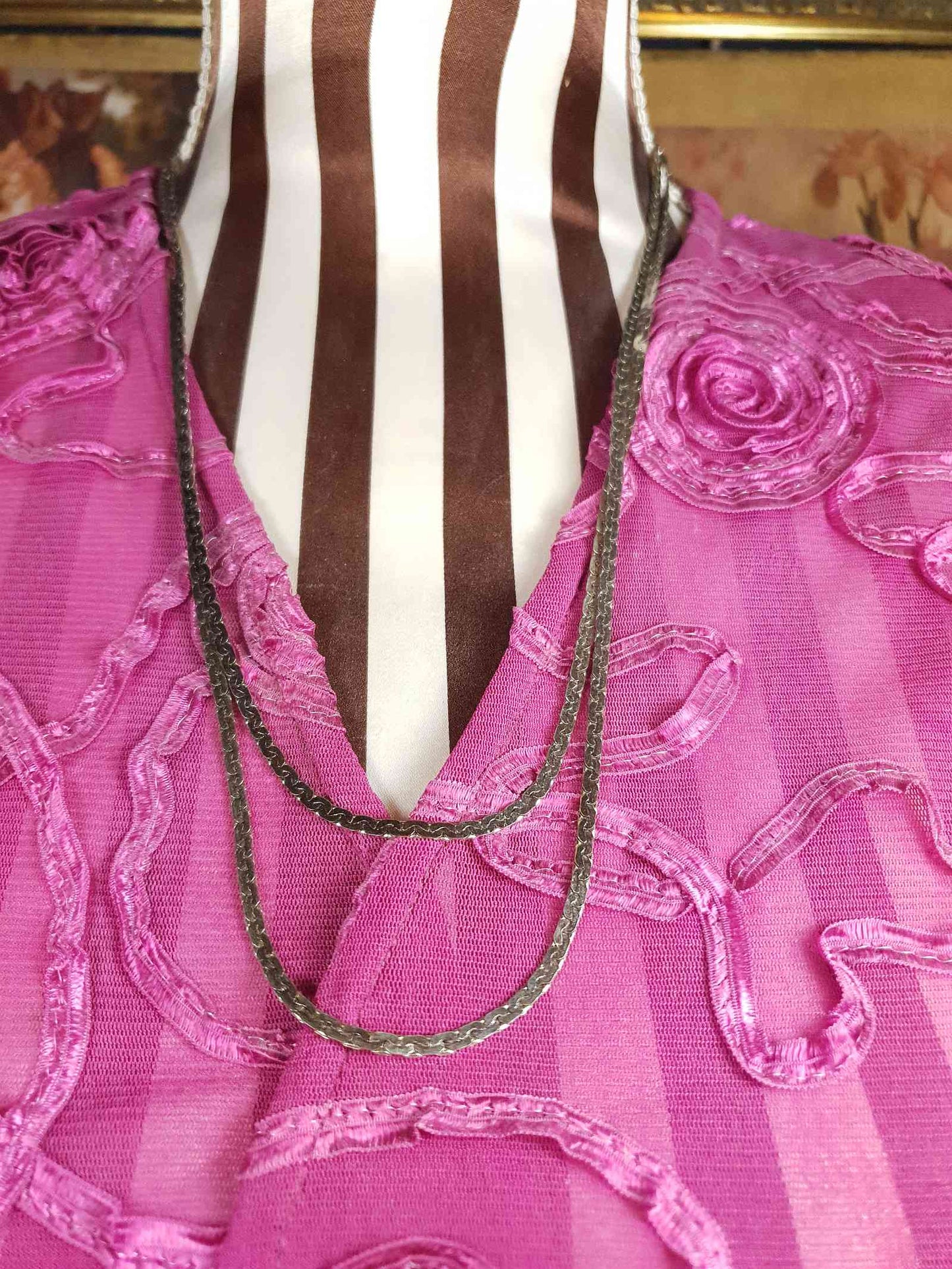1980s Vintage White Gold Chain Necklace Long Retro 18ct Plated