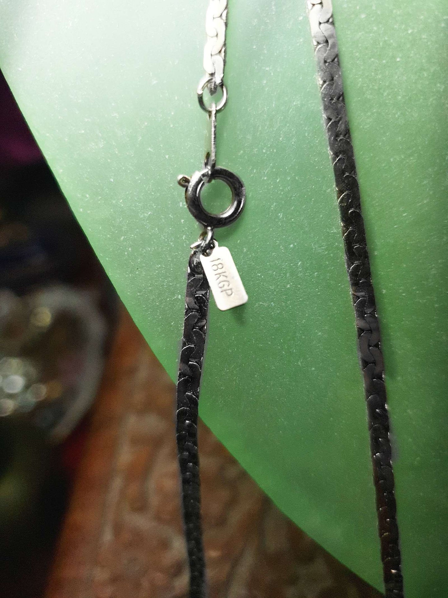 1980s Vintage White Gold Chain Necklace Long Retro 18ct Plated