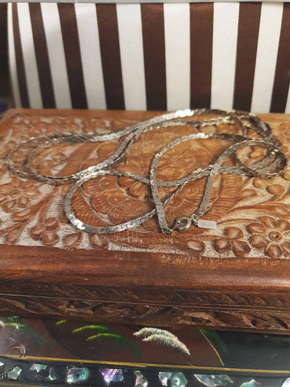 1980s Vintage White Gold Chain Necklace Long Retro 18ct Plated