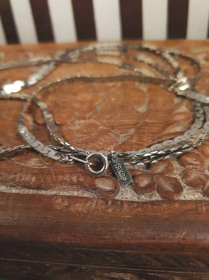 1980s Vintage White Gold Chain Necklace Long Retro 18ct Plated