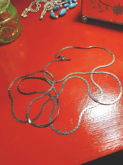 1980s Vintage White Gold Chain Necklace Long Retro 18ct Plated
