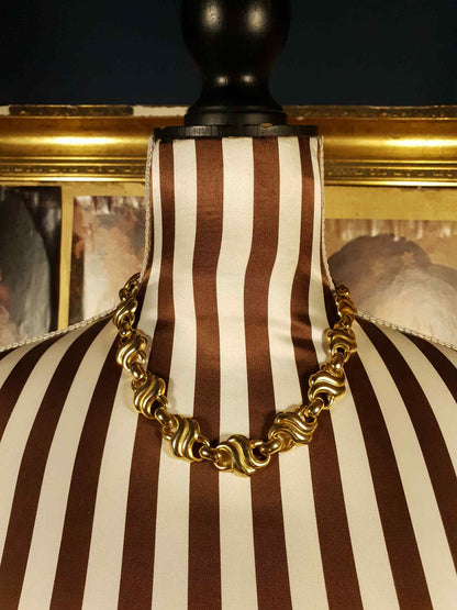 Vintage 1980s Gold Tone Choker Necklace 18" Scroll