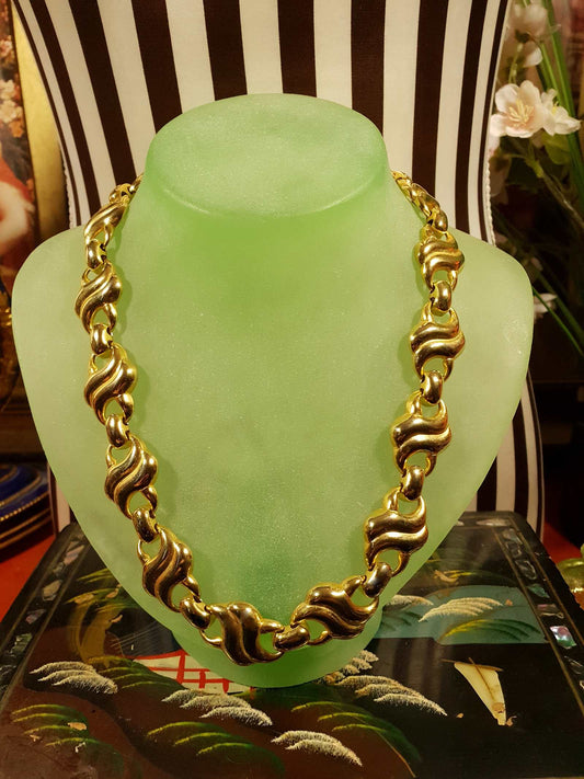 Vintage 1980s Gold Tone Choker Necklace 18" Scroll