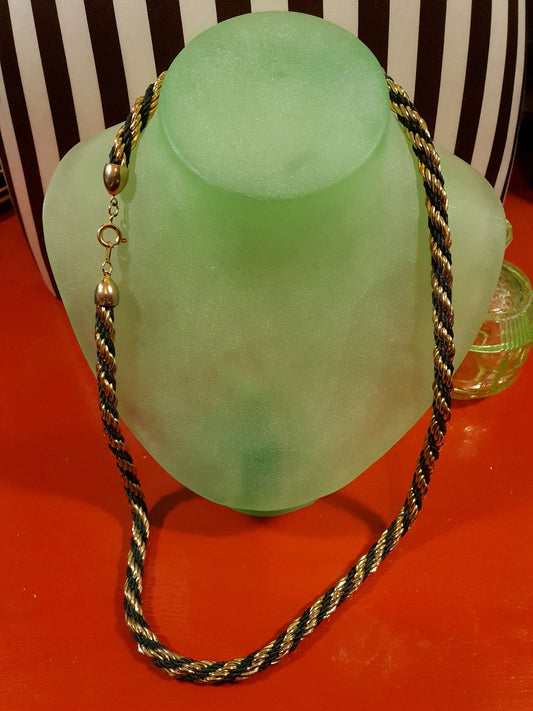 Vintage 1980s Rope Necklace 25" Gold Tone