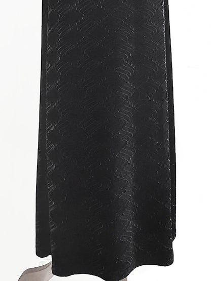 Vintage Black Velvet Dress 1980s Evening Cocktail Party Maxi  - Size 14