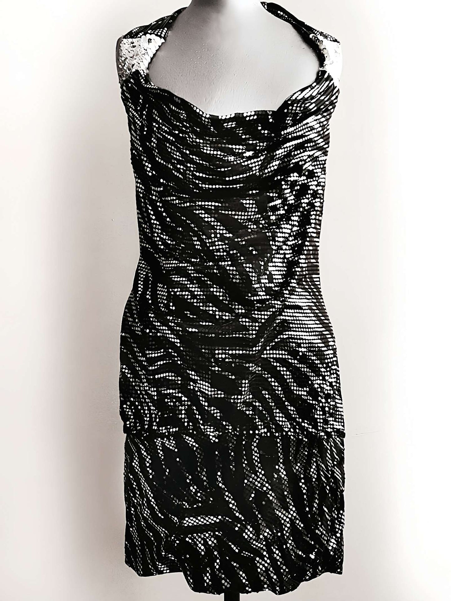 Vintage 1980s Zebra Print Mini Dress Party Evening Retro - Size 10