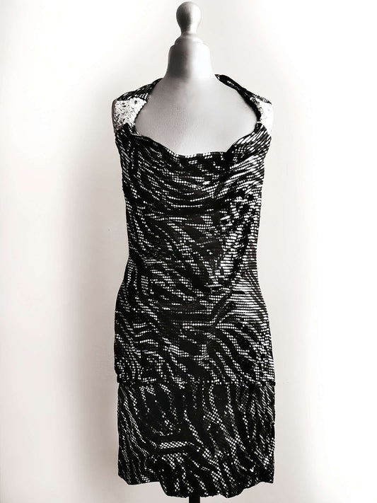 Vintage 1980s Zebra Print Mini Dress Party Evening Retro - Size 10