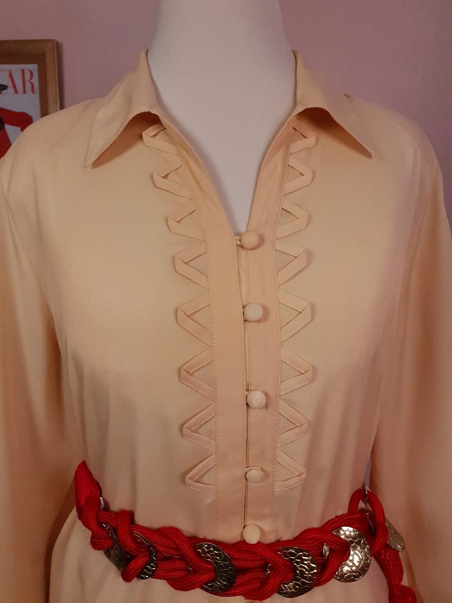 Vintage 1980s Yellow Blouse Top Shirt Top Oversize Retro