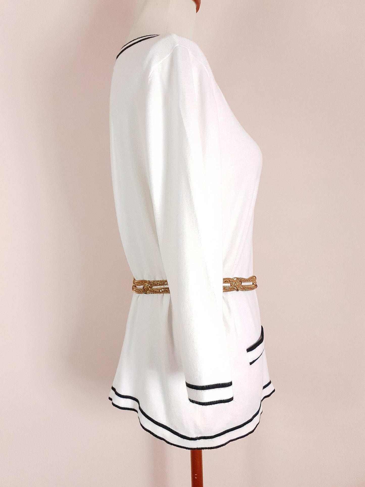 Vintage 90s White & Black Cardigan Size 16/18 Monochrome Preppy