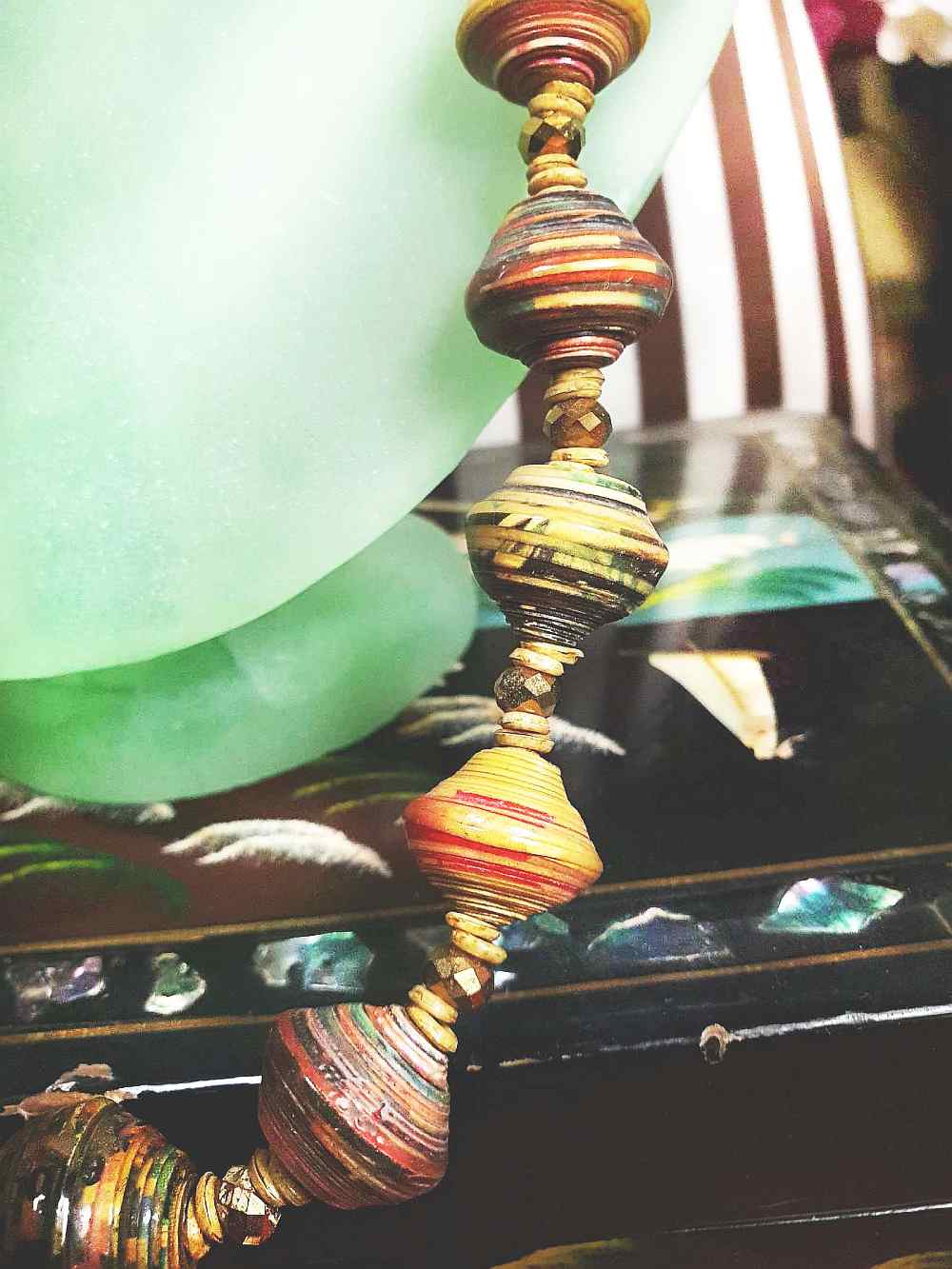 Vintage 1970s Boho Bead Necklace 22" Bohemian Artisan  Multicolour