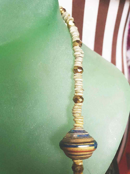 Vintage 1970s Boho Bead Necklace 22" Bohemian Artisan  Multicolour