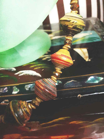 Vintage 1970s Boho Bead Necklace 22" Bohemian Artisan  Multicolour